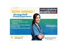 We are Hiring Nursing Staff Fresh/Experience