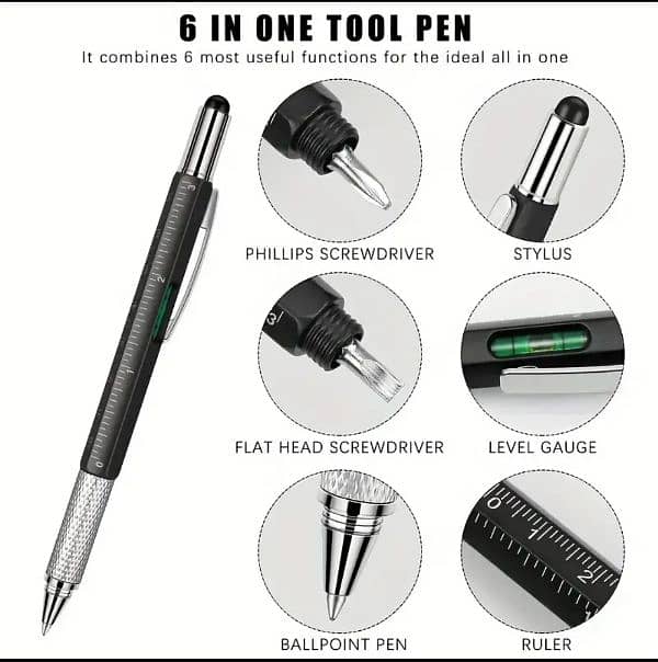 Hexagonal 7-in-1 Multifunction Stylus Pen 0