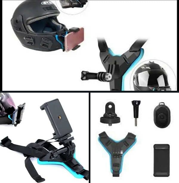 Helmet Chin Mount Holder with Phone Stand and Remote 0