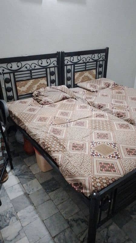 Two Single Iron Bed with Mattress 1