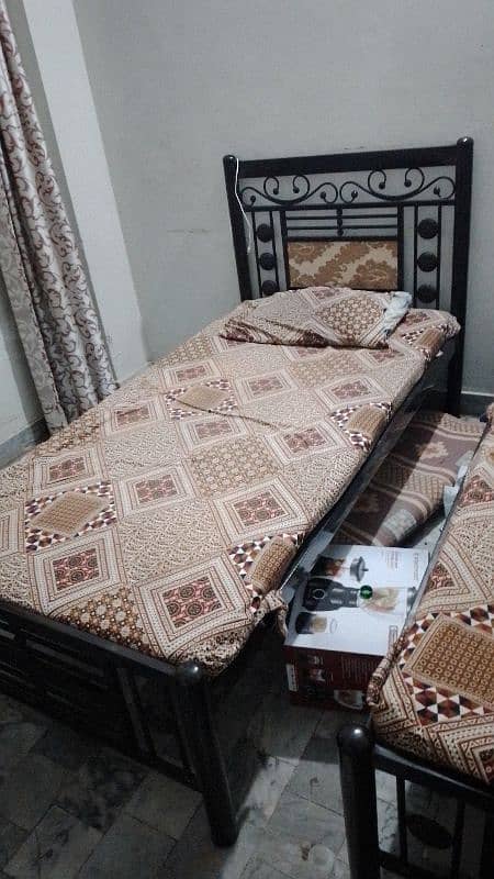 Two Single Iron Bed with Mattress 6