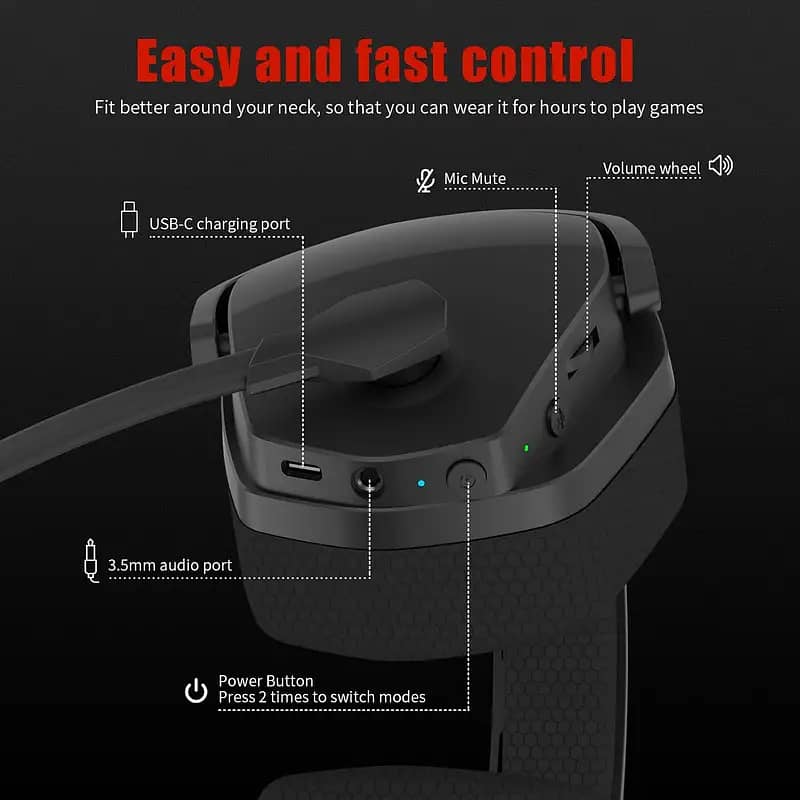 NUBWO G06 Bluetooth 5.0 Wireless and 2.4G usb dongle Gaming Headset 4