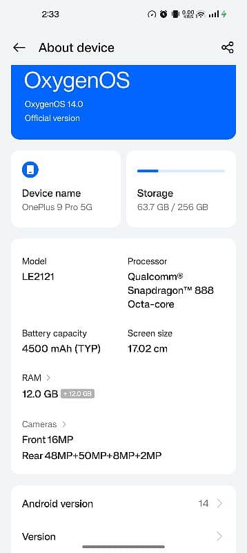 OnePlus 9pro 12+12 256gb 5