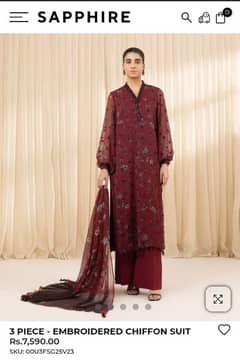 Sapphire 3 PIECE - EMBROIDERED CHIFFON SUIT