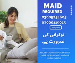 Female Maid k Sath Cook ki Zarorat hay 12 Ghantay