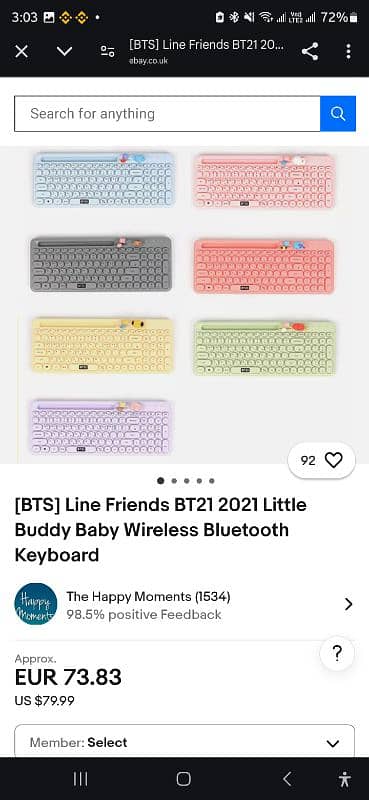 [BTS] Line Friends BT21 Wireless Bluetooth Keyboard 5