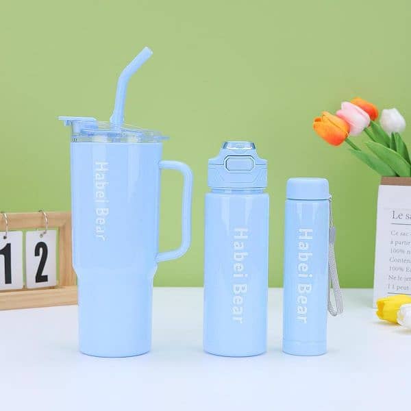 3-Piece Bottle Set with Straw – Stay Hydrated in Style! 3