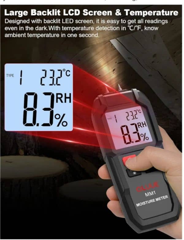 QLUUE Digital Moisture Meter, Moisture r Water Leak Detector 3