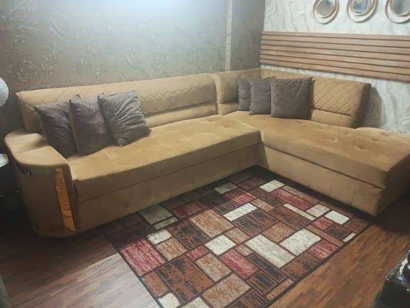 L shaped sofa and puffy set 2