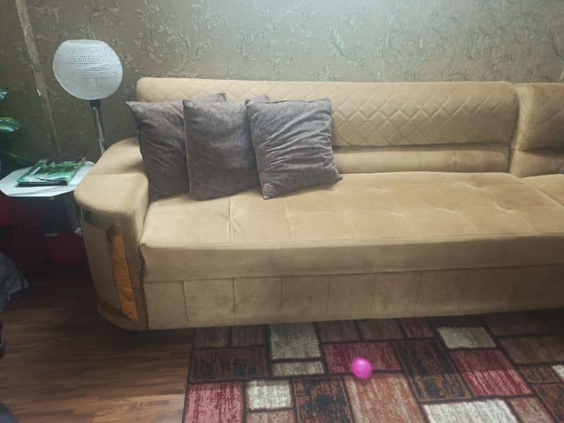 L shaped sofa and puffy set 3