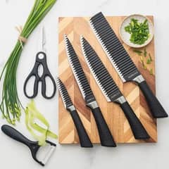 Professional kitchen chef's knife kit of six PCs.