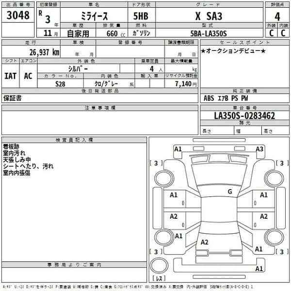 Daihatsu Mira  XSA 2021 4 Grade 10