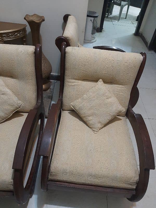 5-Seater Wooden Sofa Set for Sale – Like New Condition 1