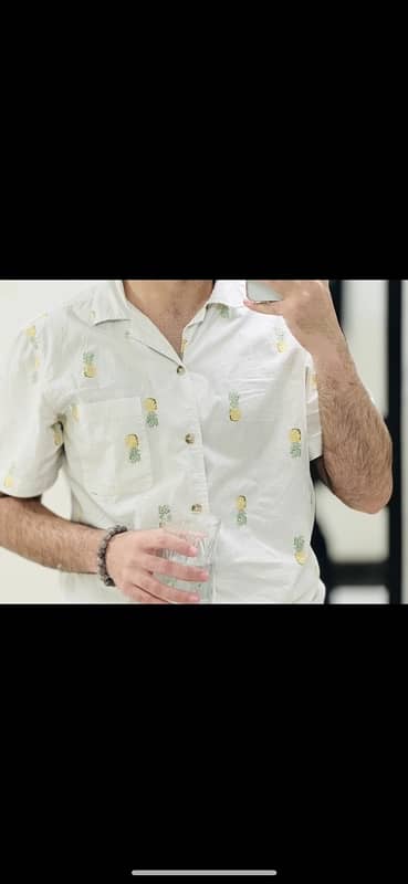 Pineapple Collar shirt Medium Size Thrifted 0