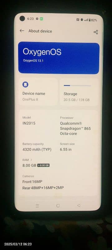 One Plus 8.8+8/128 GB 6