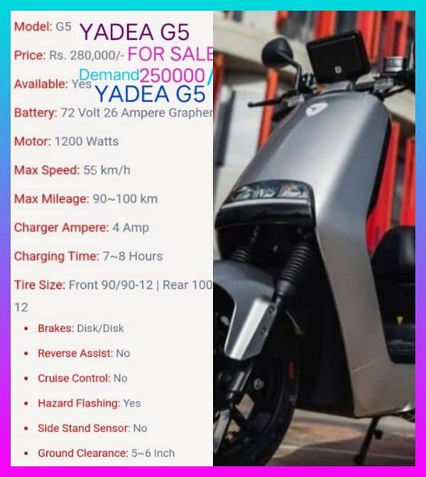 YADEA G5 ELECTRIC SCOOTER OR SCOOTY 03128150633 1