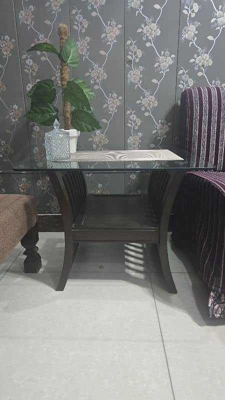 two wooden  small centre table with glass top 0