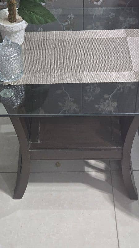 two wooden  small centre table with glass top 3