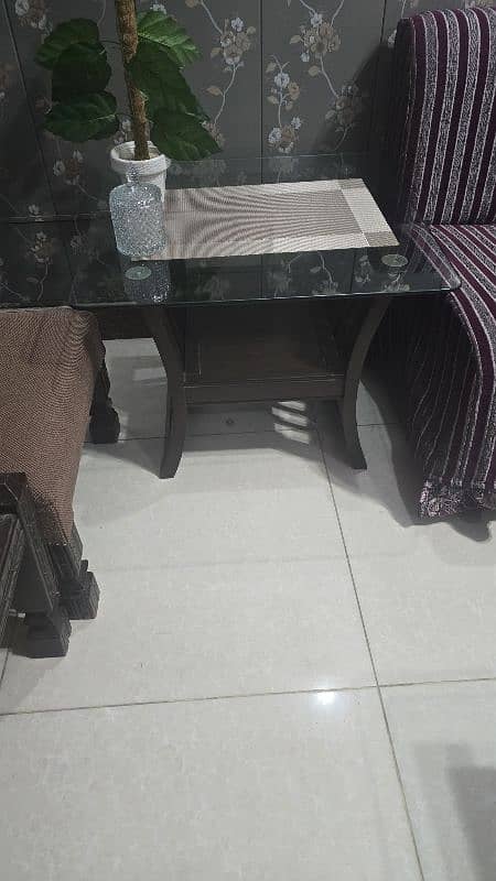 two wooden  small centre table with glass top 4