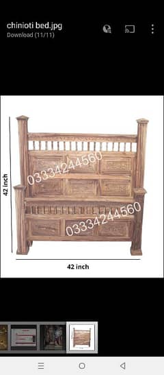 Solid Wood chinioti single bed without polish