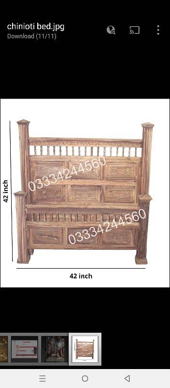 Solid Wood chinioti single bed without polish 0