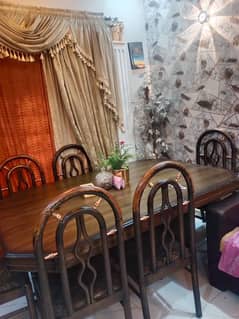 pure wood dinning table with 6 chairs