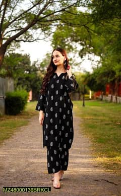 women's Stitched Linen Block prind Suit