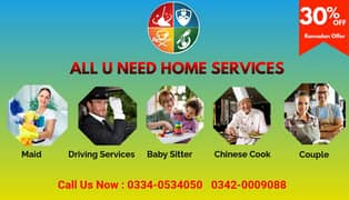 House cleaning services, maids, cooks, babysitter services Near me