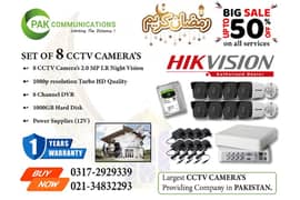 8 HD CCTV Cameras Package HIK Vision (Authorized Dealer)