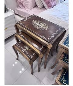 Hand-Painted Nesting Table Set - Elegant & Timeless Design