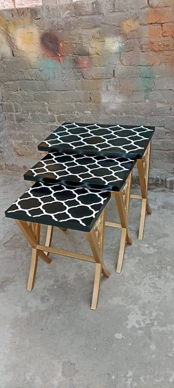Hand-Painted Nesting Table Set - Elegant & Timeless Design 2