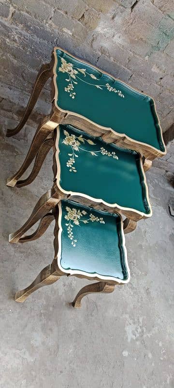 Hand-Painted Nesting Table Set - Elegant & Timeless Design 5