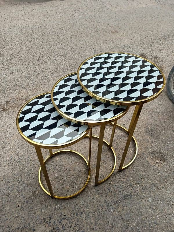 Hand-Painted Nesting Table Set - Elegant & Timeless Design 7