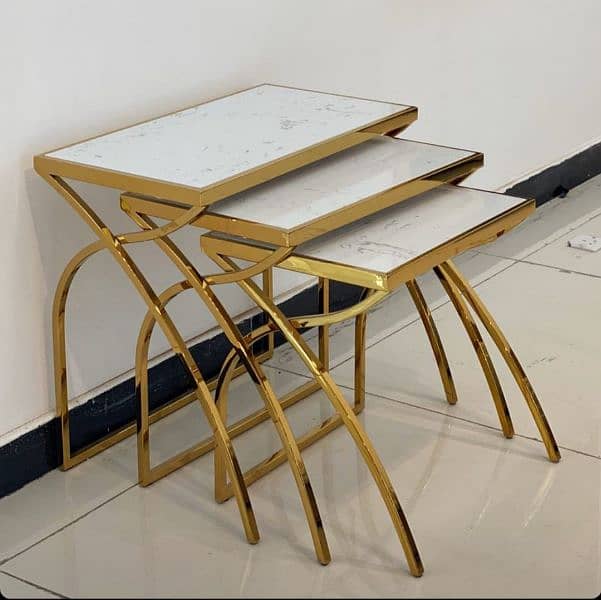 Hand-Painted Nesting Table Set - Elegant & Timeless Design 8