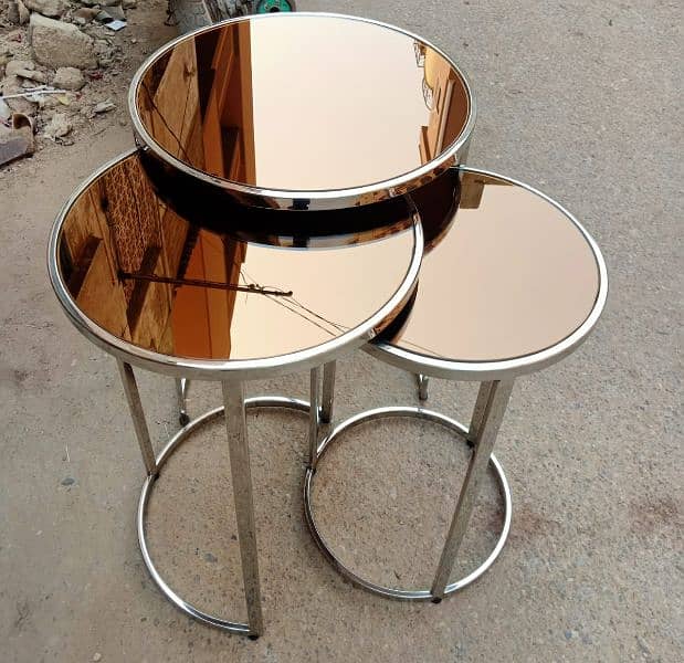 Hand-Painted Nesting Table Set - Elegant & Timeless Design 9