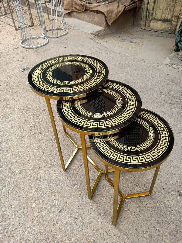 Hand-Painted Nesting Table Set - Elegant & Timeless Design 12
