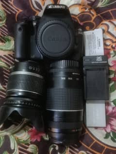 Canon 550d made in Japan with 18-55 mm and 75-300 mm lense