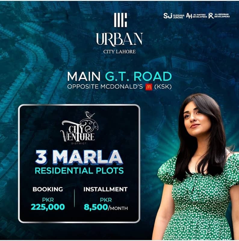 3 Mara Plot For Sale On Installment | Urban City Lahore. 2