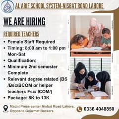 Female Teacher Required For School