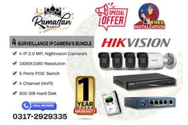 4 IP Cameras Bundle Brand HIKVision