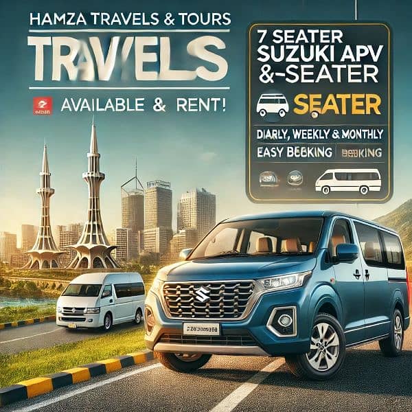 Hamza Travels and tours 7 seater Suzuki Apv and coasters are available 1