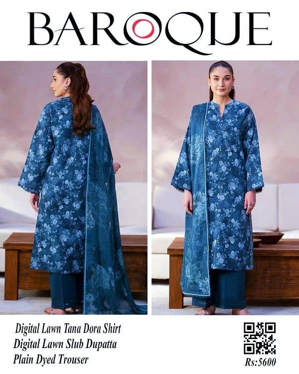 Stunning 3 Pcs Printed Lawn Suit with Digital and Plain Patterns 1