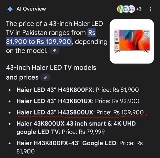 Haier LED 43 inch 2