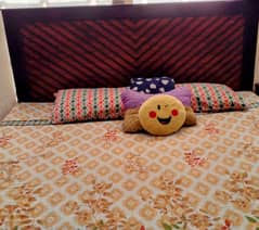 King size bed with side table and mattress urgently sale