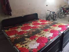 2 single wooden beds for sale with metress