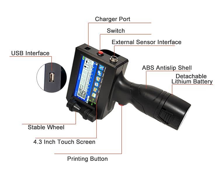 Handheld expiry date batch code printer new upgrade model 6