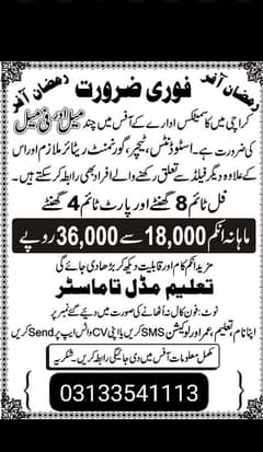 we need male and female for office work contact on WhatsApp03133541113