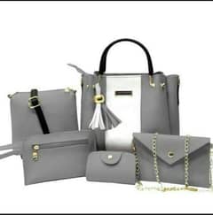 Stylish Women's PU Leather Handbag Set - 5 Pcs