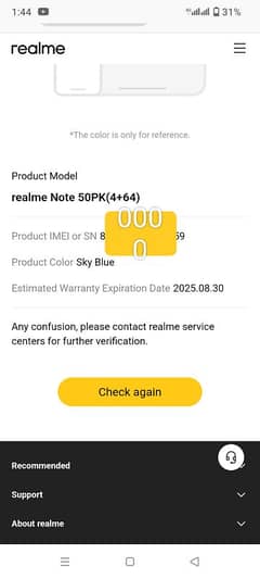 realme note 50 4 64 oficial condition 10 by 10