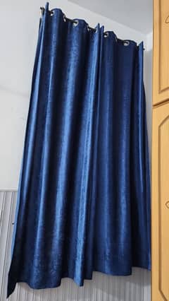 2 Set of Curtains in Navy Blue & Red Golden